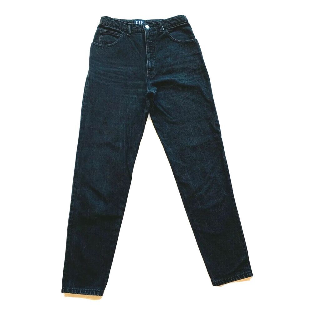 Vintage Gap Straight Leg‎ High Waist Mom Jeans USA 100% Cotton Black 11/12 NWOT